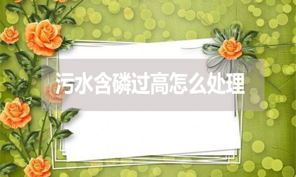 污水含磷過(guò)高怎么處理？